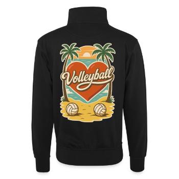 Volleyball Beach Herz - Unisex Pullover mit Zip-Kragen - Schwarz - Hinten