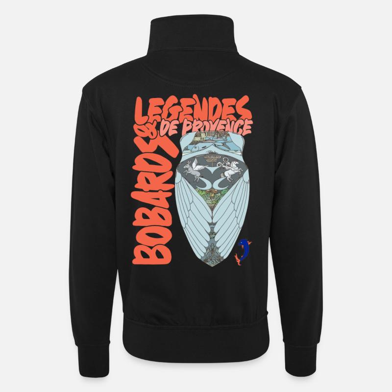 Legenden der Provence Cicada - Unisex Pullover mit Zip-Kragen - Schwarz