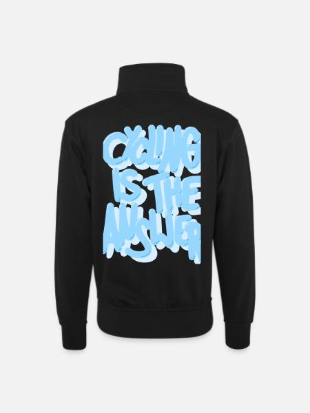 Cycling_is_the_answer_babyblau - Unisex sweater with zip collar - black