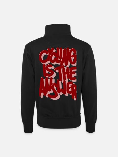 Cycling is the answer burgundy - Unisex sweater with zip collar - black