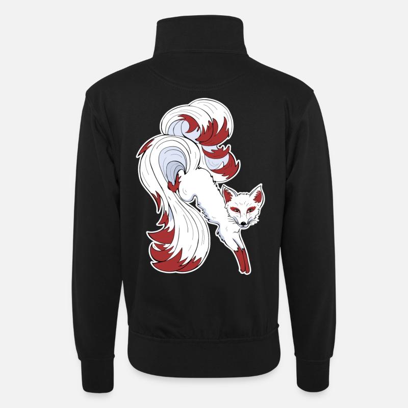 Nine-tailed fox - Unisex sweater with zip collar - black