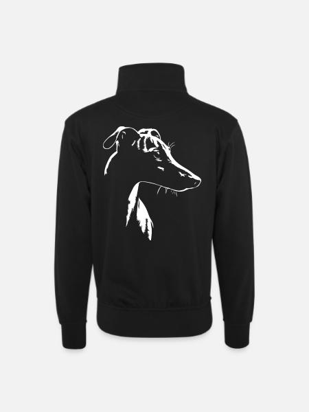 Whippet Silhouette Greyhounds Dog Dogs Wilsigns - Unisex sweater with zip collar - black