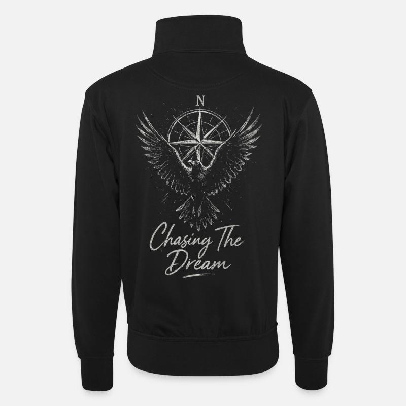 Dream Hunt Compass Wing - Unisex sweater with zip collar - black