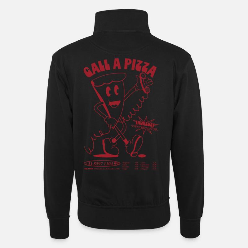 Call A Pizza - Unisex Pullover mit Zip-Kragen - Schwarz