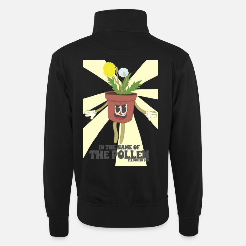 Super Pollen Blume - Unisex Pullover mit Zip-Kragen - Schwarz