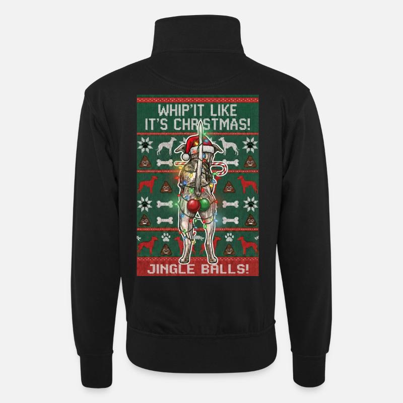 Whip'It Like It's Christmas BACK - Unisex Pullover mit Zip-Kragen - Schwarz