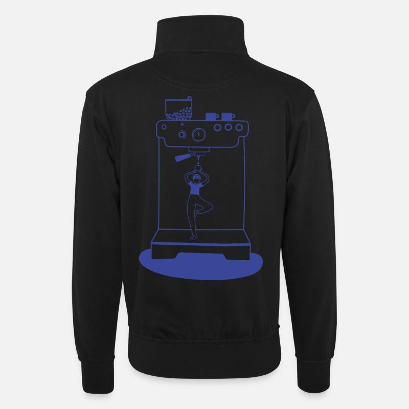Kaffeeyoga - Unisex Pullover mit Zip-Kragen - Schwarz