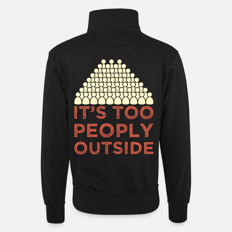 Introvertiert - Unisex Pullover mit Zip-Kragen - Schwarz
