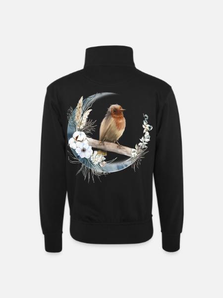 Robin Bird Friend Gift - Unisex sweater with zip collar - black
