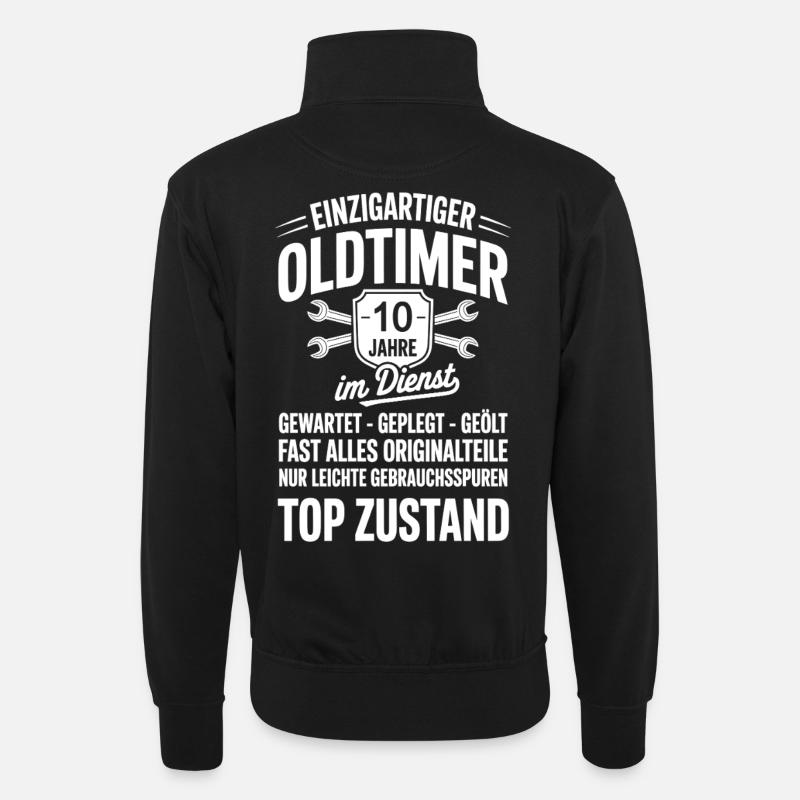 bester Mitarbeiter - Oldtimer Mechaniker - Unisex Pullover mit Zip-Kragen - Schwarz