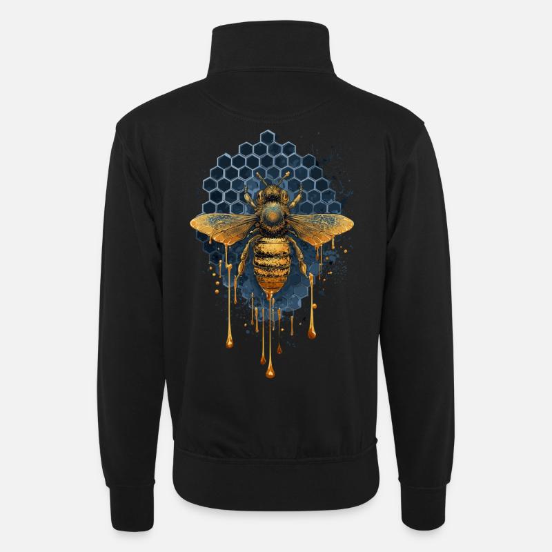 Biene goldener Honig - imker - Unisex Pullover mit Zip-Kragen - Schwarz