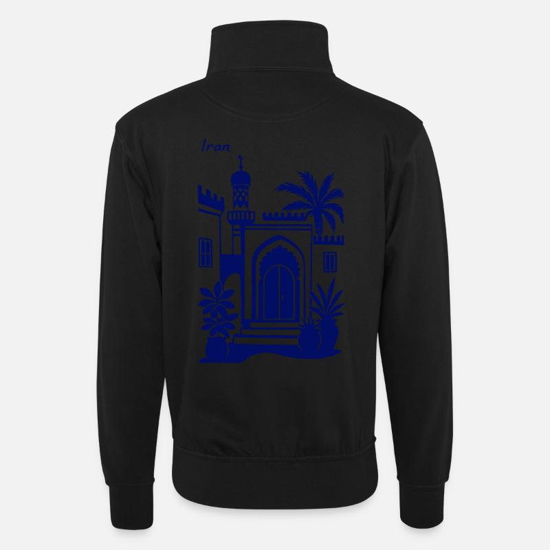 Iranische Türarchitektur Palmenlandschaft - Unisex Pullover mit Zip-Kragen - Schwarz