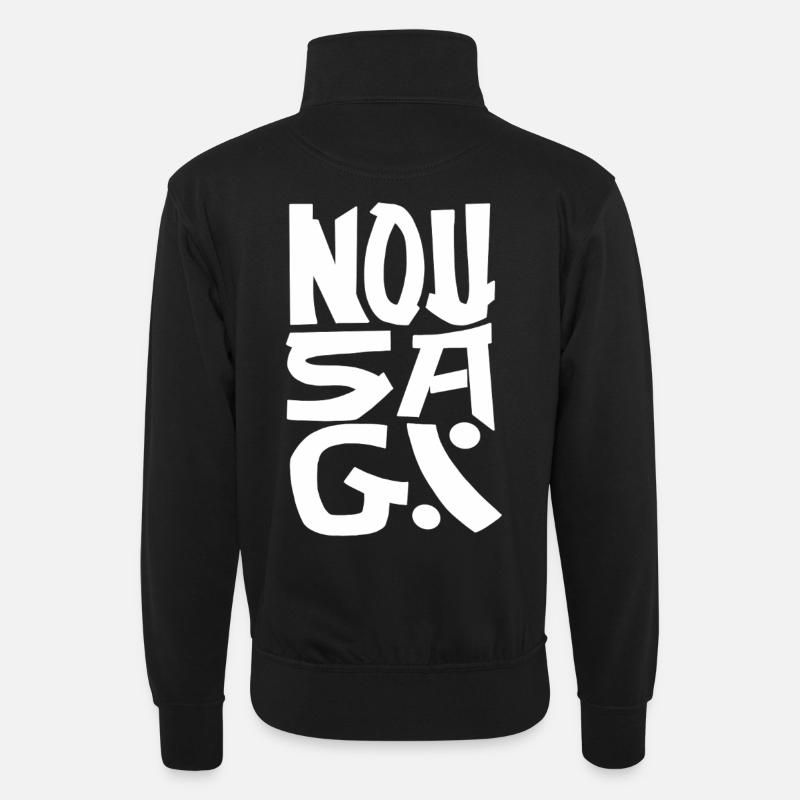 NousagiBrand - Unisex Pullover mit Zip-Kragen - Schwarz