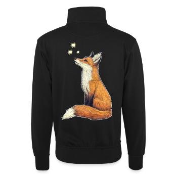 Fuchs mit Sternen - Unisex Pullover mit Zip-Kragen - Schwarz - Hinten