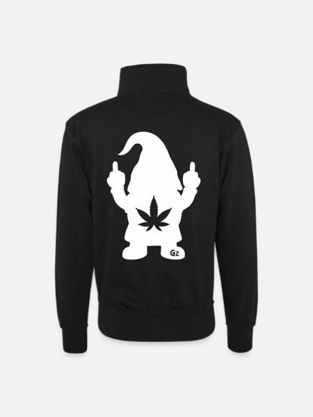 Frecher Zwerg mit Hanfblatt - Unisex Pullover mit Zip-Kragen - Schwarz