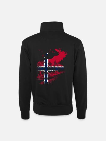 NORWEGEN ELCH - Unisex Pullover mit Zip-Kragen - Schwarz