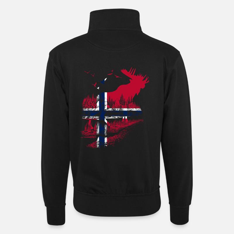 NORWEGEN ELCH - Unisex Pullover mit Zip-Kragen - Schwarz