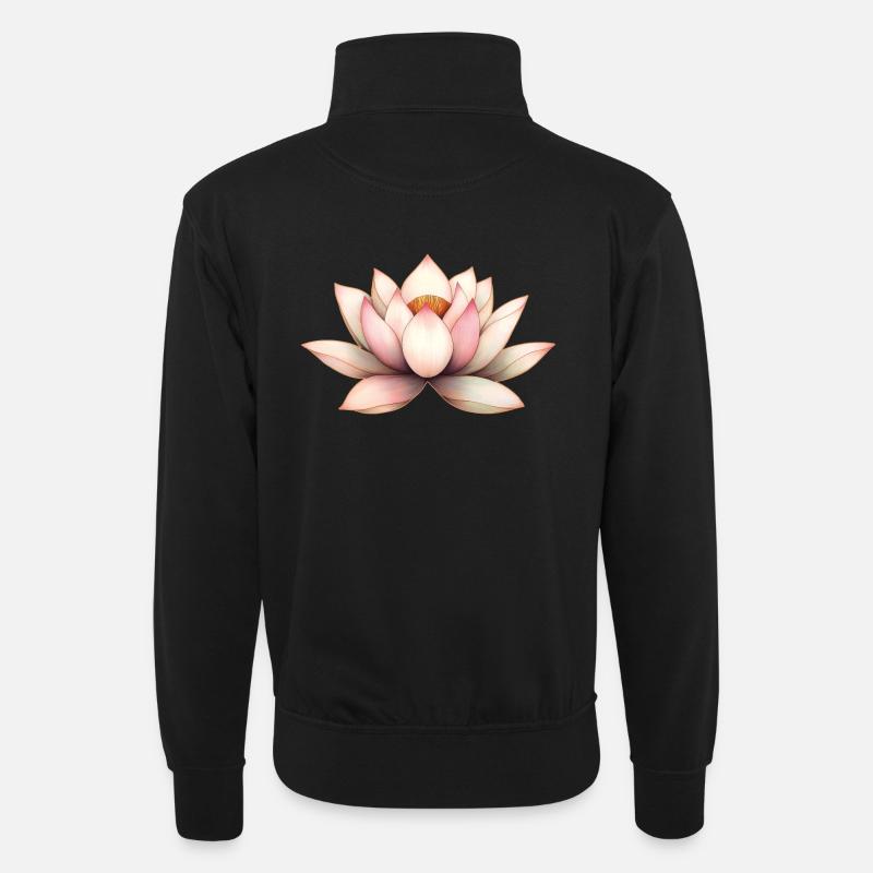Lotusblüte - Unisex Pullover mit Zip-Kragen - Schwarz