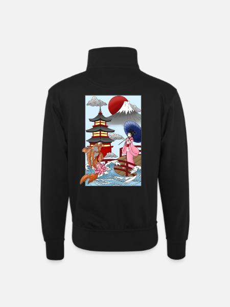 Japan - Unisex sweater with zip collar - black