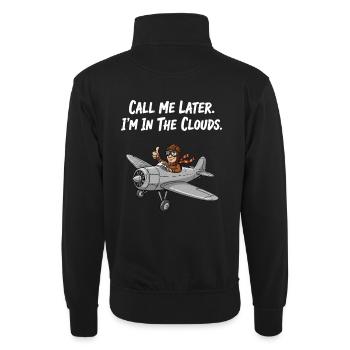 Pilot in the plane: "In the clouds" slogan design - Unisex sweater with zip collar - black - Back