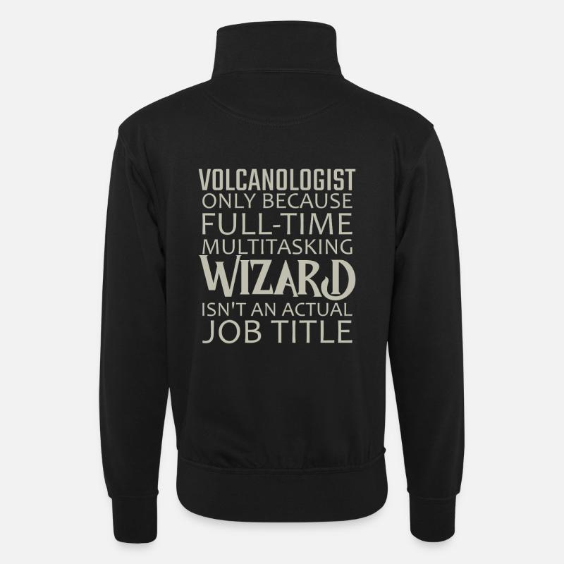 Volcanologist Wizard Volcanology - Unisex sweater with zip collar - black