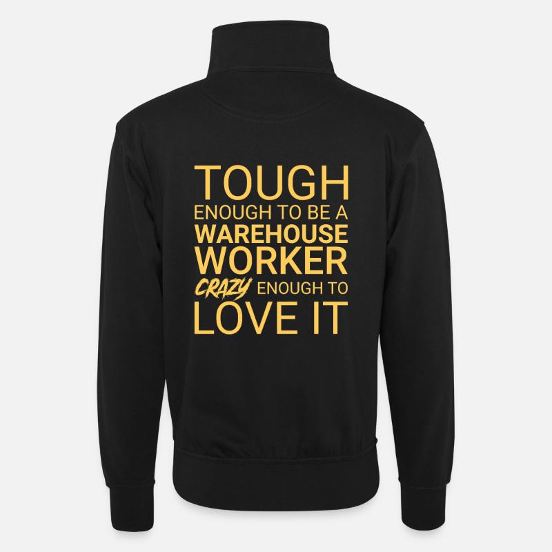 Warehouse Worker Crazy - Unisex Pullover mit Zip-Kragen - Schwarz