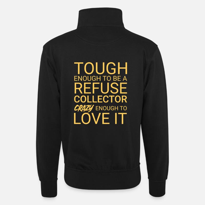 Refuse collector Crazy - Unisex Pullover mit Zip-Kragen - Schwarz