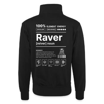 Raver Lifestyle White - Unisex sweater with zip collar - black - Back