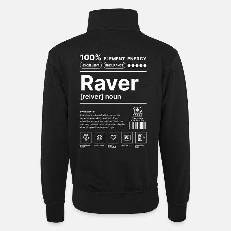 Raver-Lebensstil Weiß - Unisex Pullover mit Zip-Kragen - Schwarz