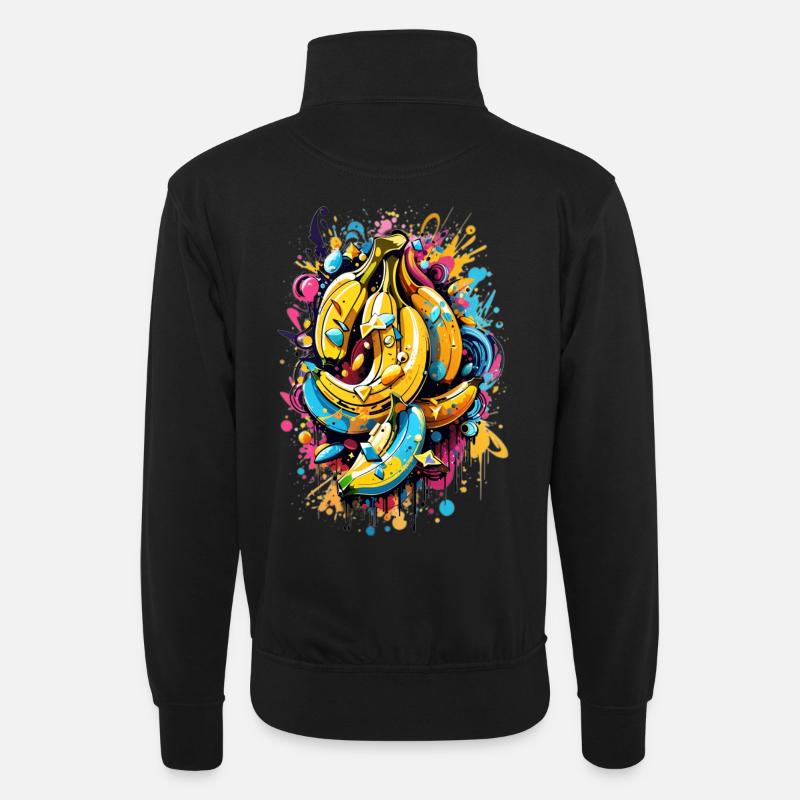 Graffiti bananer - Unisex-sweatshirt med zipkrave - sort