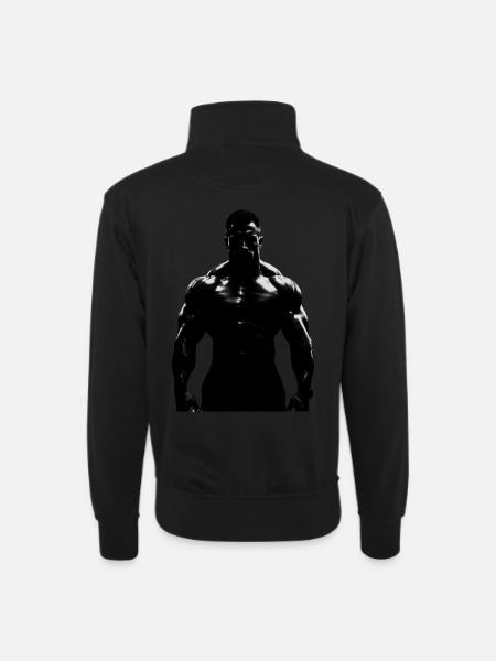 Bodybuilder 1 - Unisex Pullover mit Zip-Kragen - Schwarz
