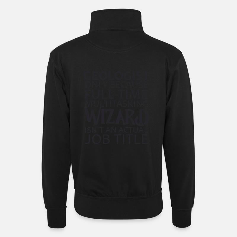 Geologist Wizard Geology - Unisex Pullover mit Zip-Kragen - Schwarz