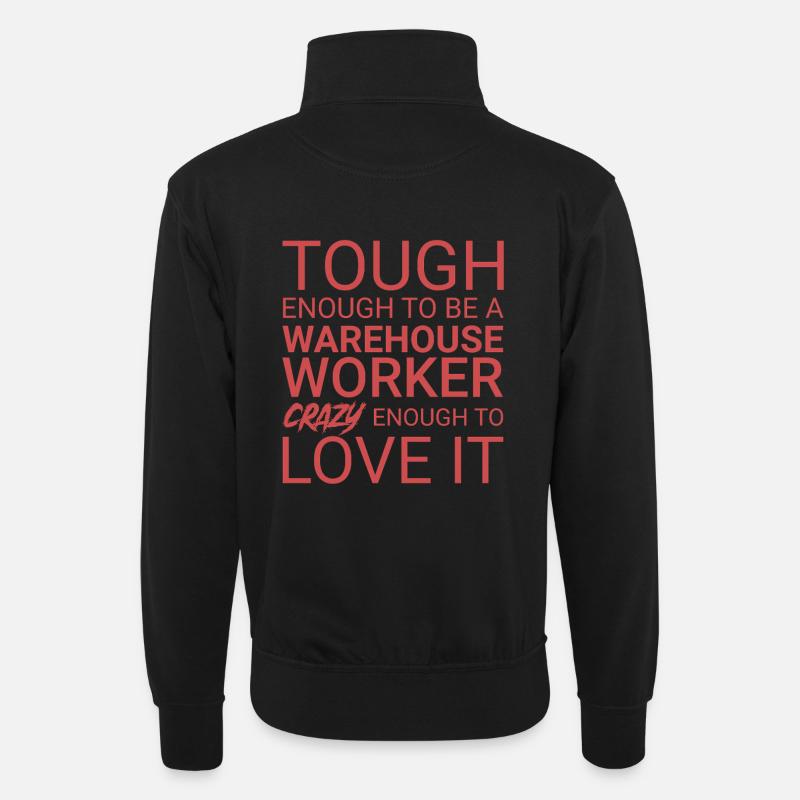 Warehouse Worker Crazy - Unisex Pullover mit Zip-Kragen - Schwarz