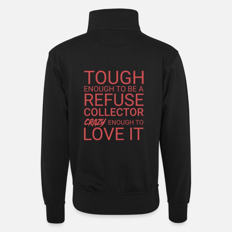 Refuse collector Crazy - Unisex Pullover mit Zip-Kragen - Schwarz