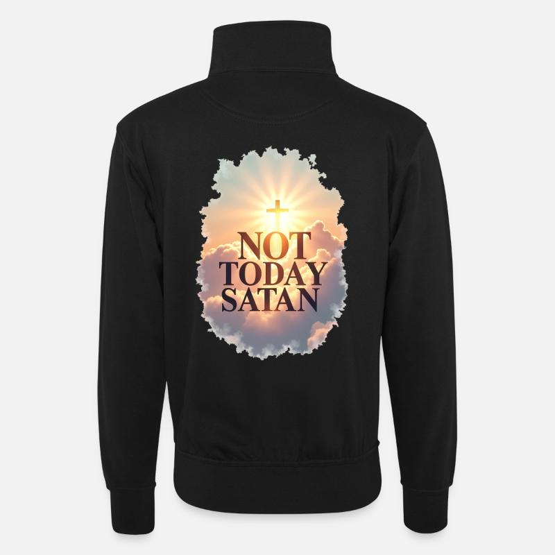 Nicht Heute Satan - Unisex Pullover mit Zip-Kragen - Schwarz