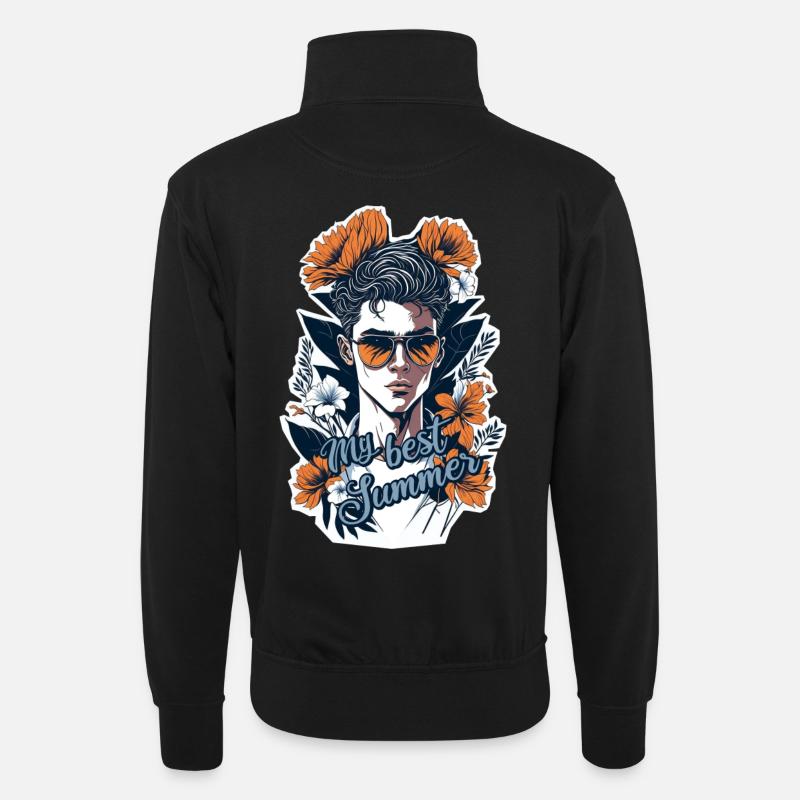 Mein bester Sommer - Unisex Pullover mit Zip-Kragen - Schwarz