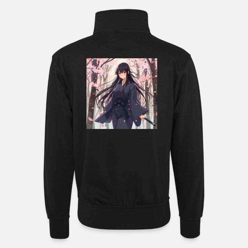 Sakura Shadow Samurai - Unisex sweater with zip collar - black