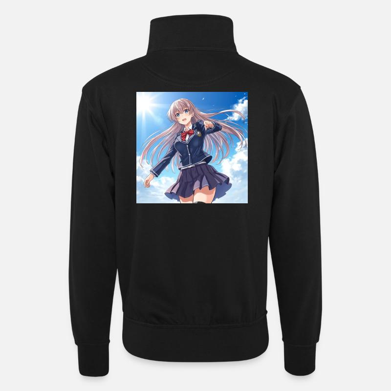 Sonnensturm Schuluniform Heldin - Unisex Pullover mit Zip-Kragen - Schwarz