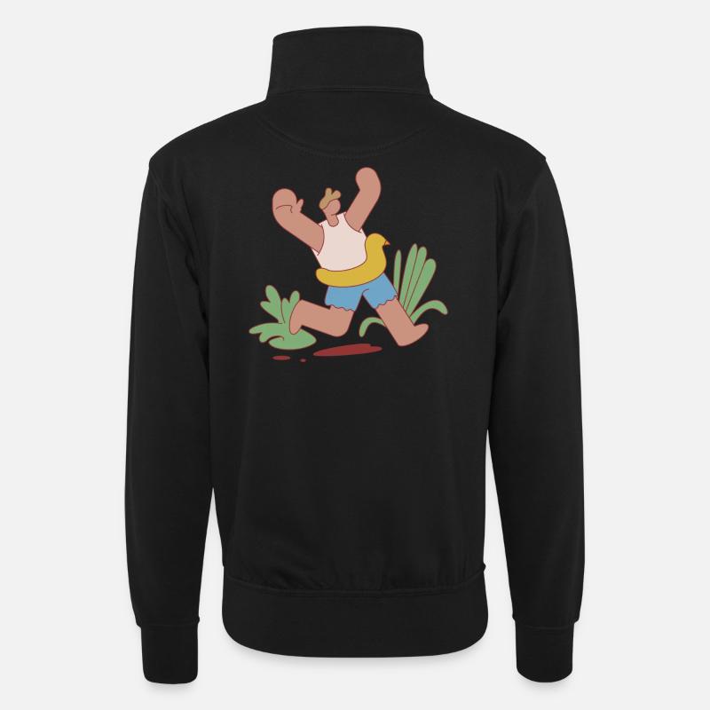 Sommerdesign - Unisex Pullover mit Zip-Kragen - Schwarz