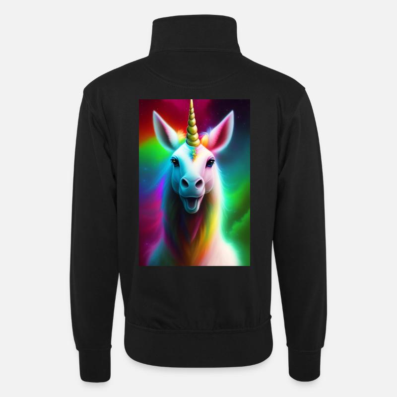 Einhorn - Unisex Pullover mit Zip-Kragen - Schwarz