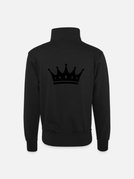 Krone - Unisex Pullover mit Zip-Kragen - Schwarz