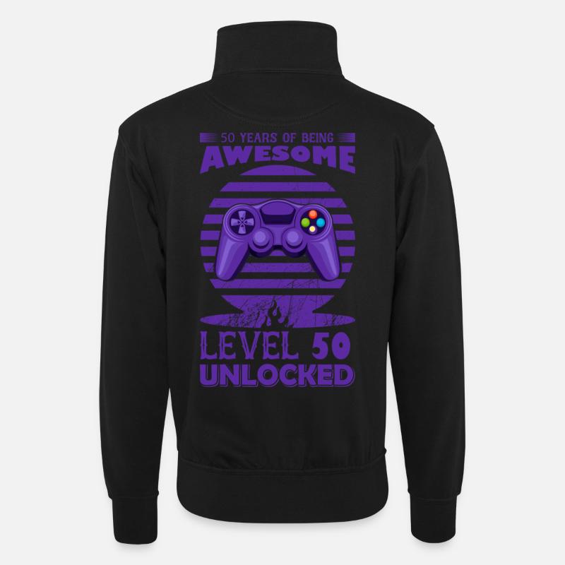 Retro Gaming Controller Motiv - Unisex Pullover mit Zip-Kragen - Schwarz