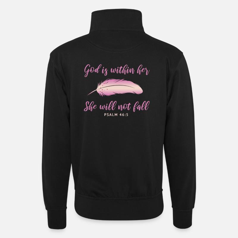 Christliches Bibel Zitat - Unisex Pullover mit Zip-Kragen - Schwarz