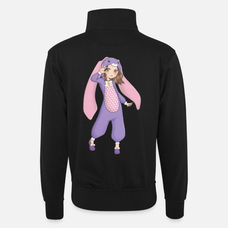 Manga - Unisex sweater with zip collar - black