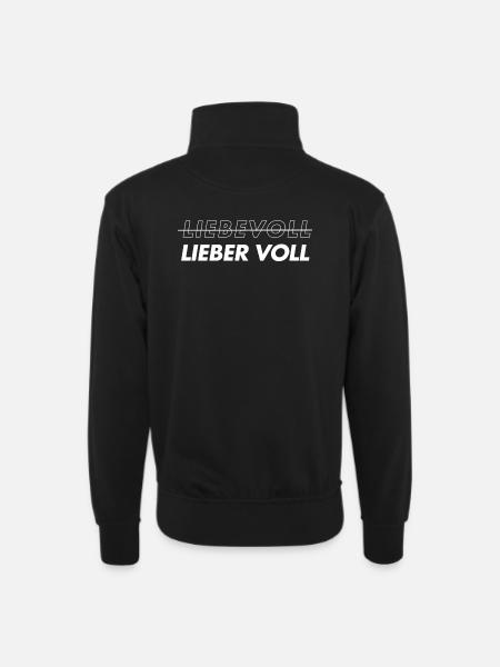 Liebevoll. Lieber voll - Unisex Pullover mit Zip-Kragen - Schwarz