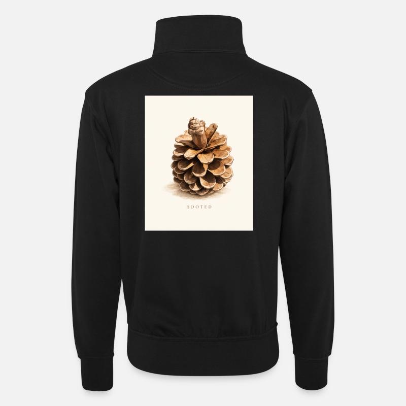Rooted - Unisex Pullover mit Zip-Kragen - Schwarz