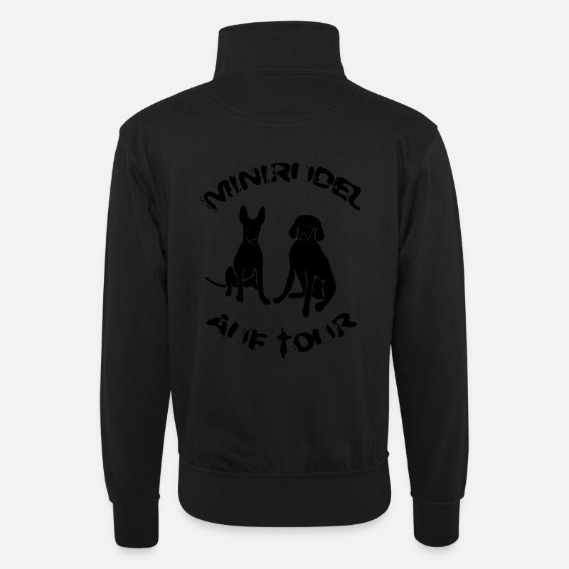 Hunde - Unisex Pullover mit Zip-Kragen - Schwarz