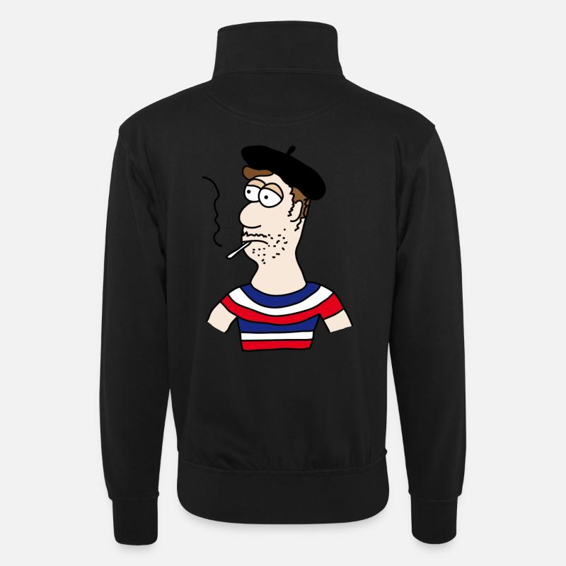 Français - Sweat col montant zippé unisexe - noir