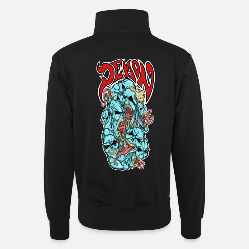 Dämonen - Unisex Pullover mit Zip-Kragen - Schwarz