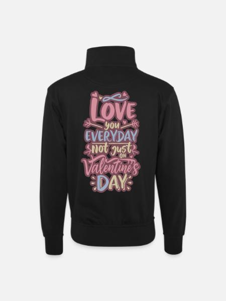Dagelijkse Liefde, Geen Valentijnsdag. - Uniseks sweater met zip-kraag - zwart